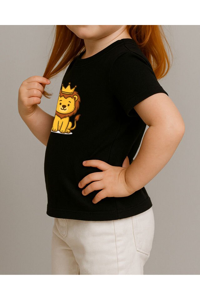 Tişört Unisex Çocuk (Aslan) Kiz Si̇yah - 4-5 Yaş