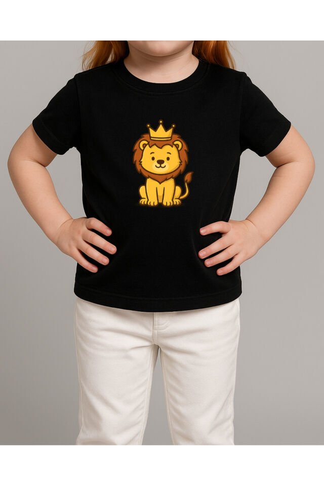 Tişört Unisex Çocuk (Aslan) Kiz Si̇yah - 4-5 Yaş