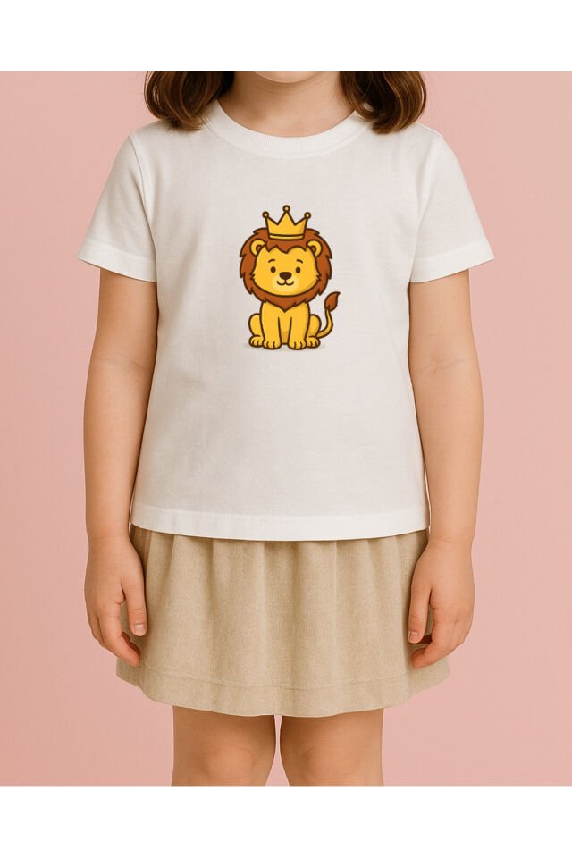 Tişört Unisex Çocuk (Aslan) Kiz Beyaz - 10-11 Yaş