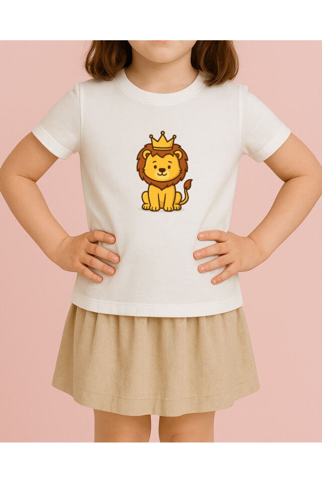 Tişört Unisex Çocuk (Aslan) Kiz Beyaz - 10-11 Yaş