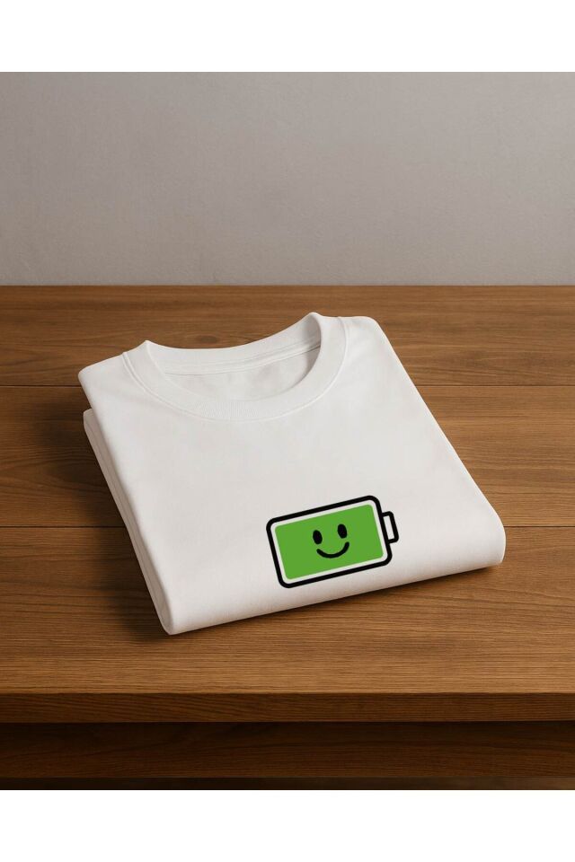 Tişört Unisex Çocuk (Şarj Mutlu) Kadin Beyaz - 2XL