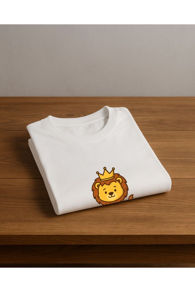 Tişört Unisex Çocuk (Aslan) Kiz Beyaz - 4-5 Yaş