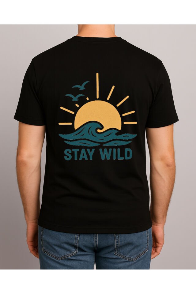 Tişört Unisex (Stay Wild) Erkek Si̇yah - XL