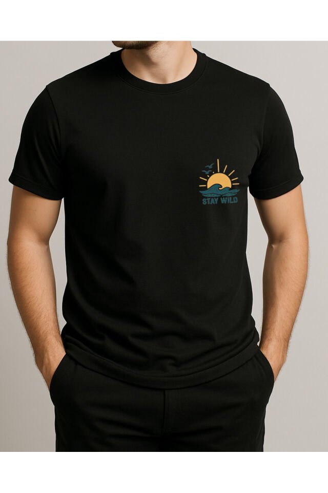 Tişört Unisex (Stay Wild) Erkek Si̇yah - XL