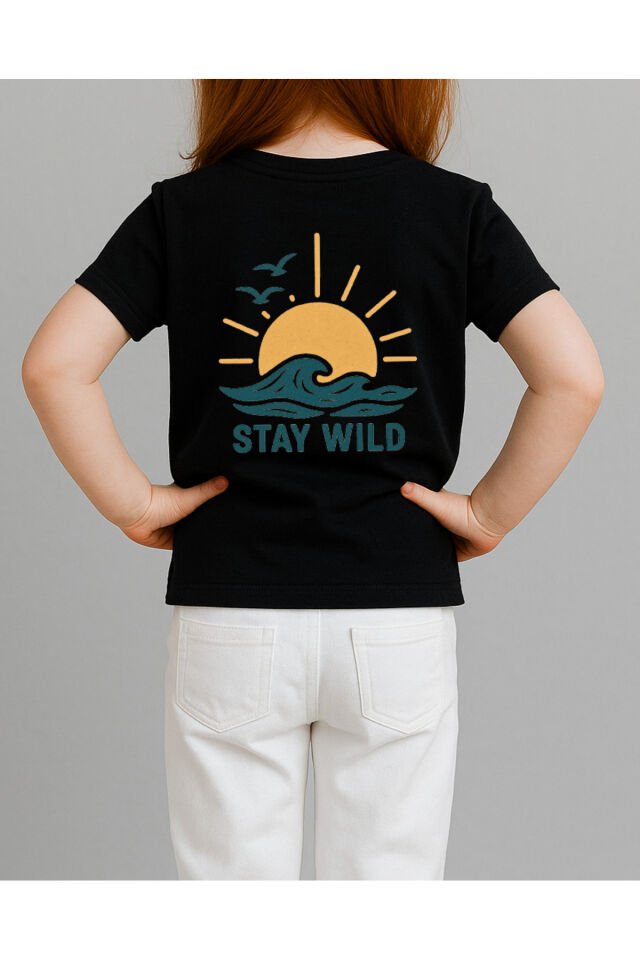 Tişört Unisex Çocuk (Stay Wild) Kiz Si̇yah - 4-5 Yaş
