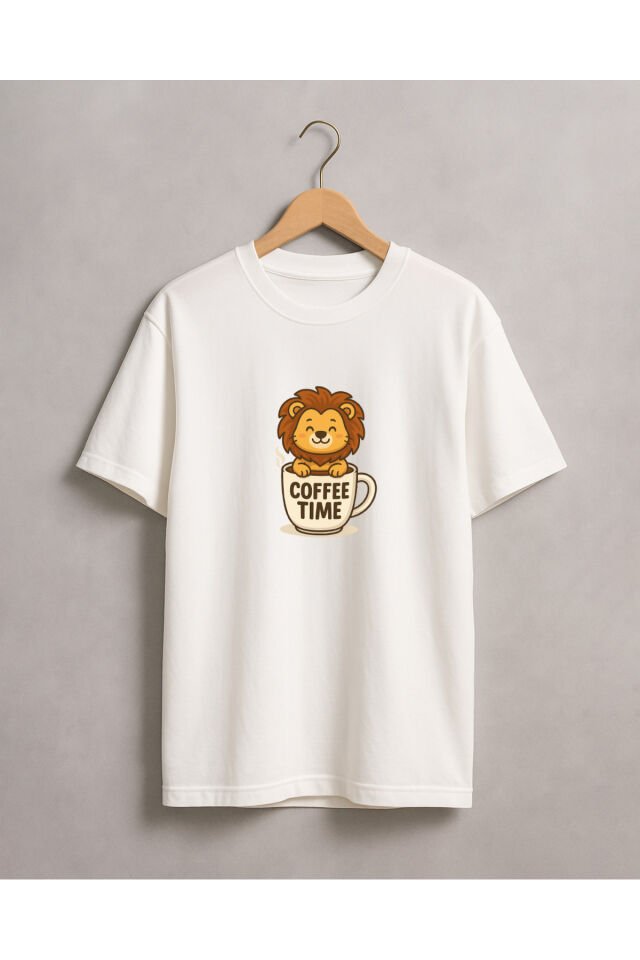 Tişört Unisex (Aslan Coffee) Kadin Beyaz - XL