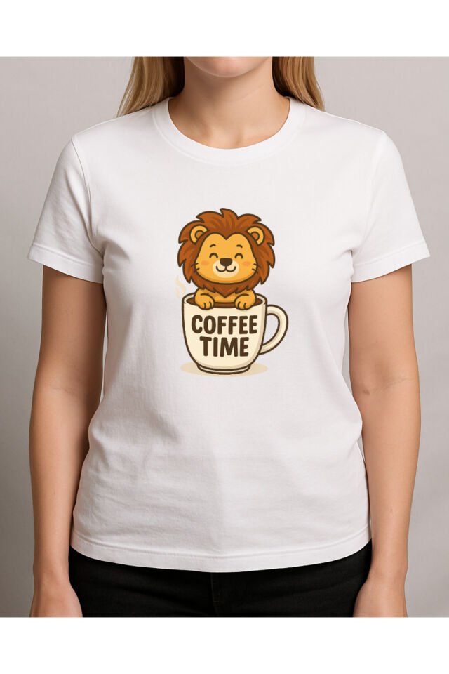 Tişört Unisex (Aslan Coffee) Kadin Beyaz - XL