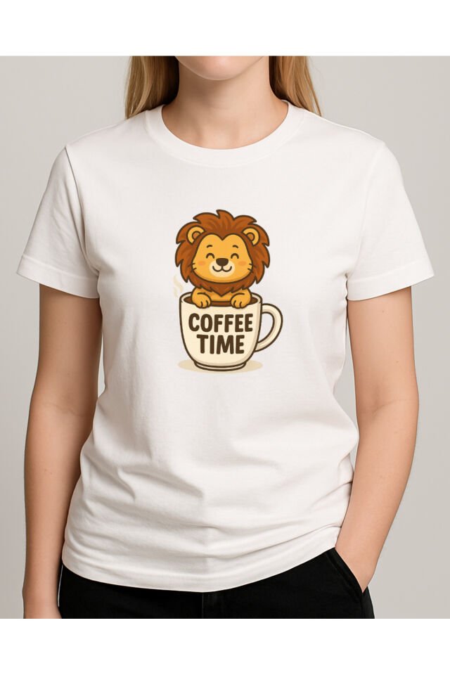 Tişört Unisex (Aslan Coffee) Kadin Beyaz - M