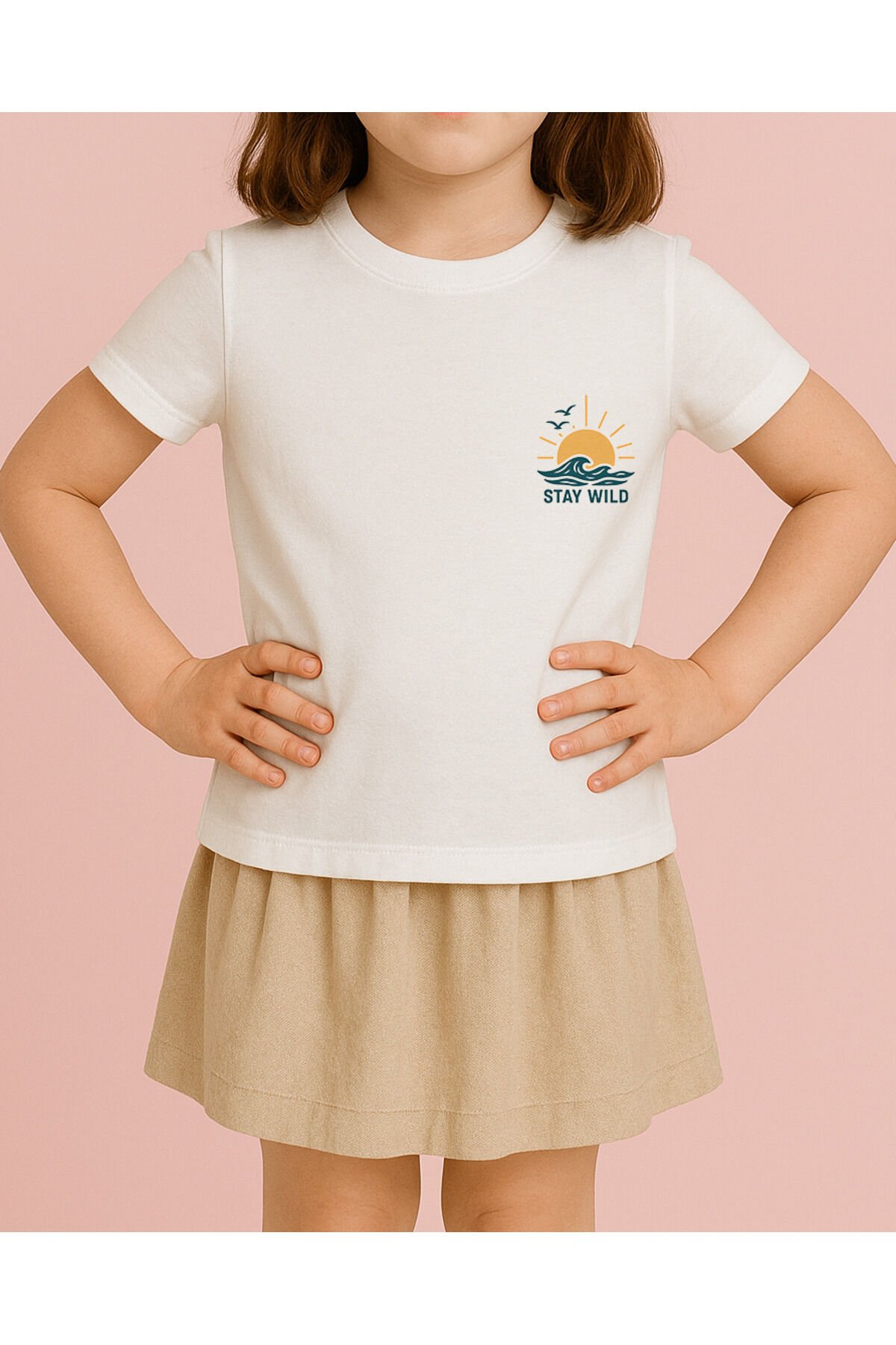 Tişört Unisex Çocuk (Stay Wild) Kiz Beyaz - 4-5 Yaş