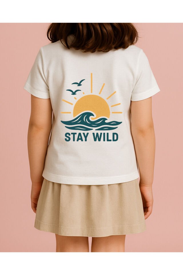 Tişört Unisex Çocuk (Stay Wild) Kiz Beyaz - 10-11 Yaş