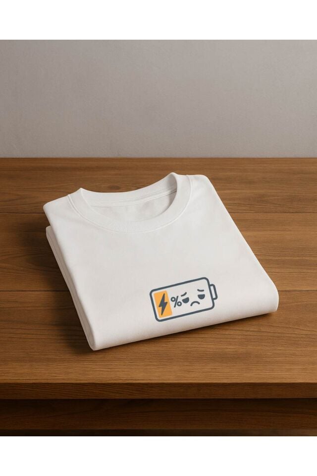 Tişört Unisex (Şarj Oluyor) Erkek Beyaz - M