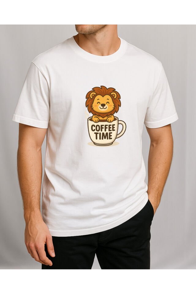 Tişört Unisex (Aslan Coffee) Erkek Beyaz - 2XL