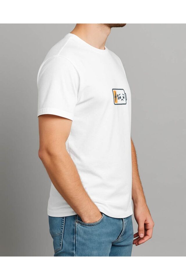 Tişört Unisex (Şarj Oluyor) Erkek Beyaz - S