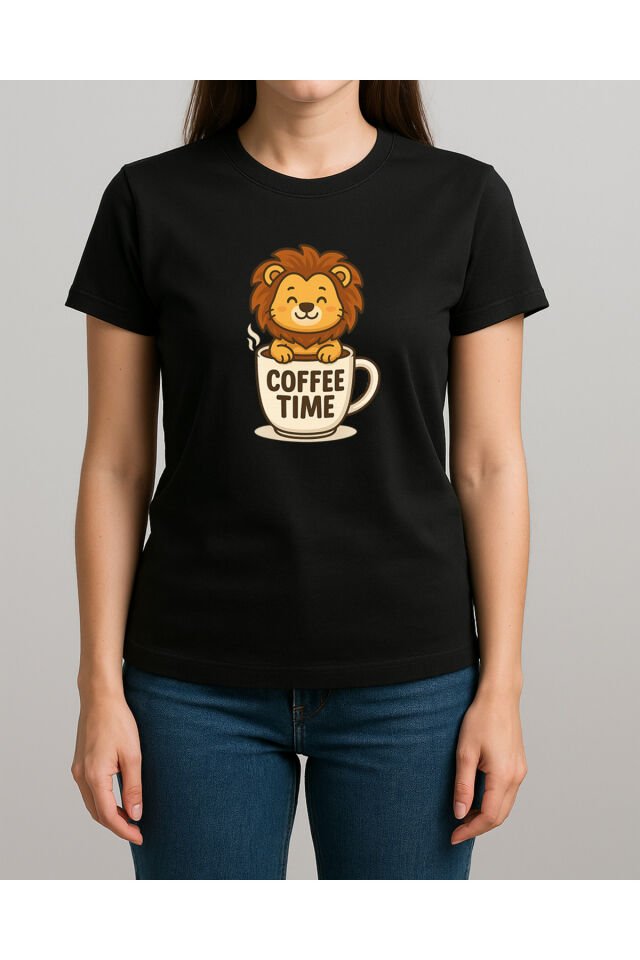 Tişört Unisex (Aslan Coffee) Kadin Si̇yah - S
