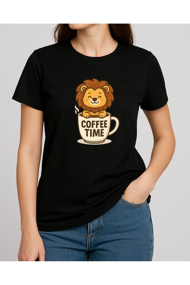 Tişört Unisex (Aslan Coffee) Kadin Si̇yah - S