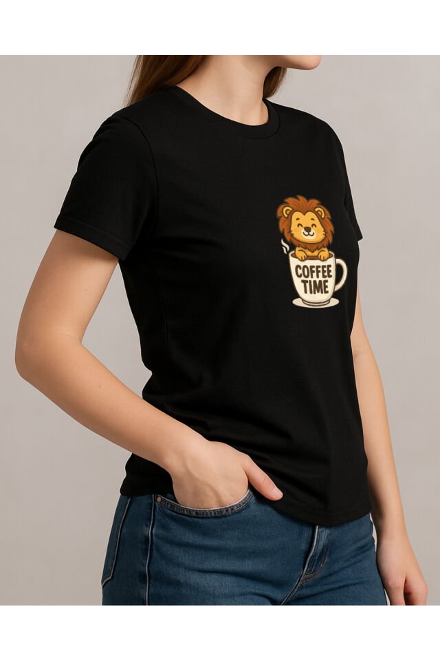 Tişört Unisex (Aslan Coffee) Kadin Si̇yah - S