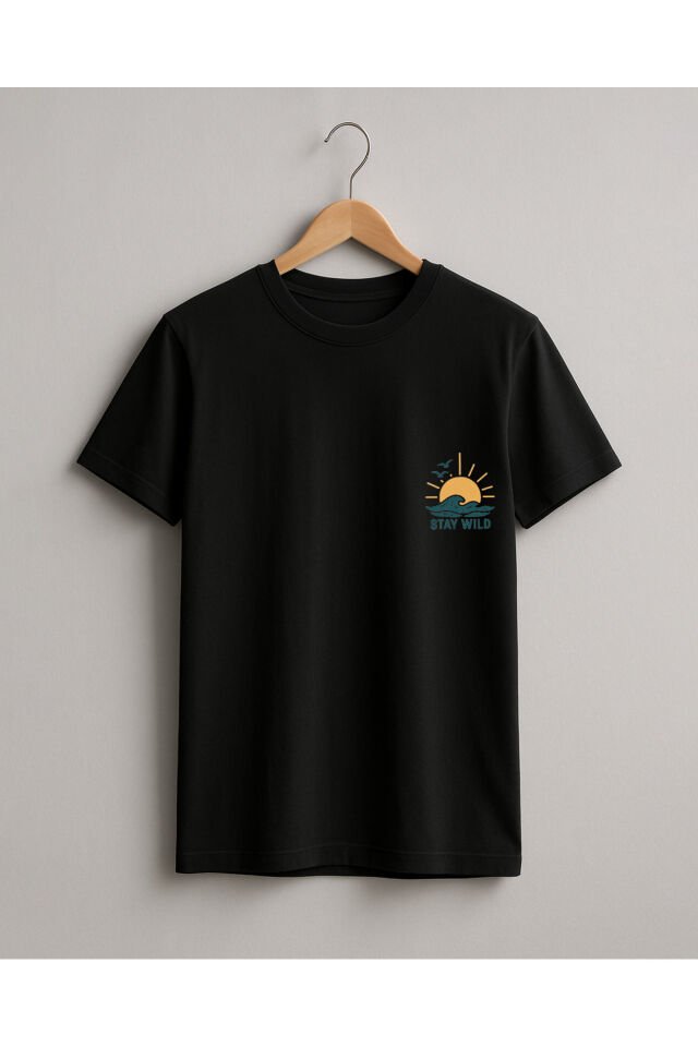 Tişört Unisex Çocuk (Stay Wild) Erkek Si̇yah - 4-5 Yaş