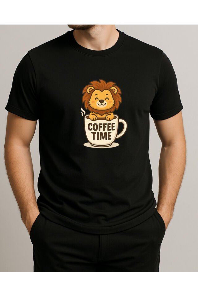 Tişört Unisex (Aslan Coffee) Erkek Si̇yah - S