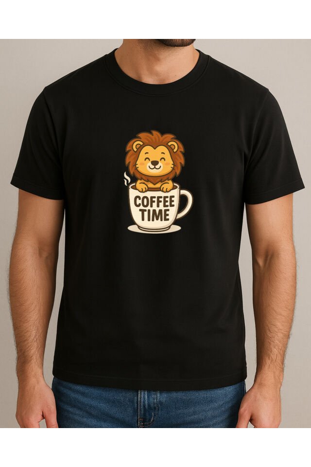 Tişört Unisex (Aslan Coffee) Erkek Si̇yah - 2XL