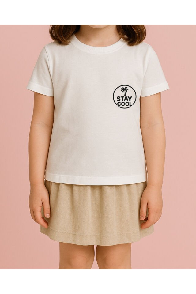 Tişört Unisex Çocuk (Stay Cool) Kiz Beyaz - 10-11 Yaş
