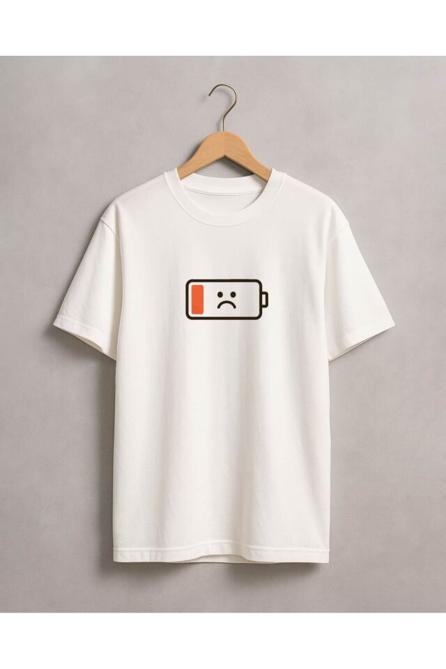 Tişört Unisex (Şarj Üzgün) Kadin Beyaz - S