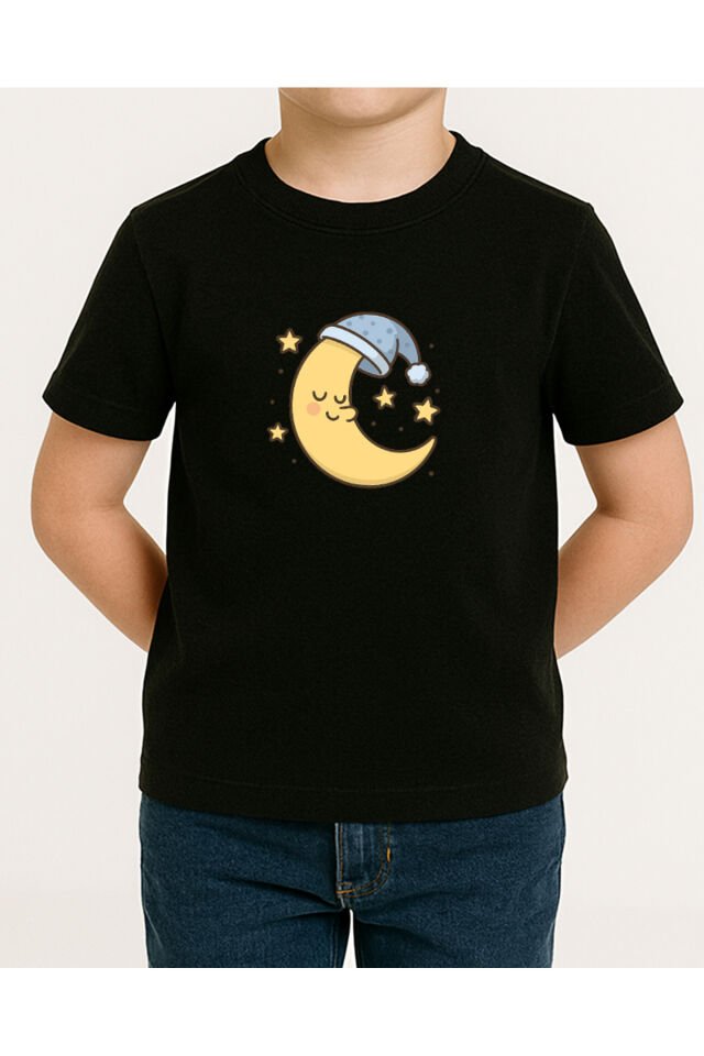 Tişört Unisex Çocuk (Aydede) Erkek Si̇yah - 10-11 Yaş