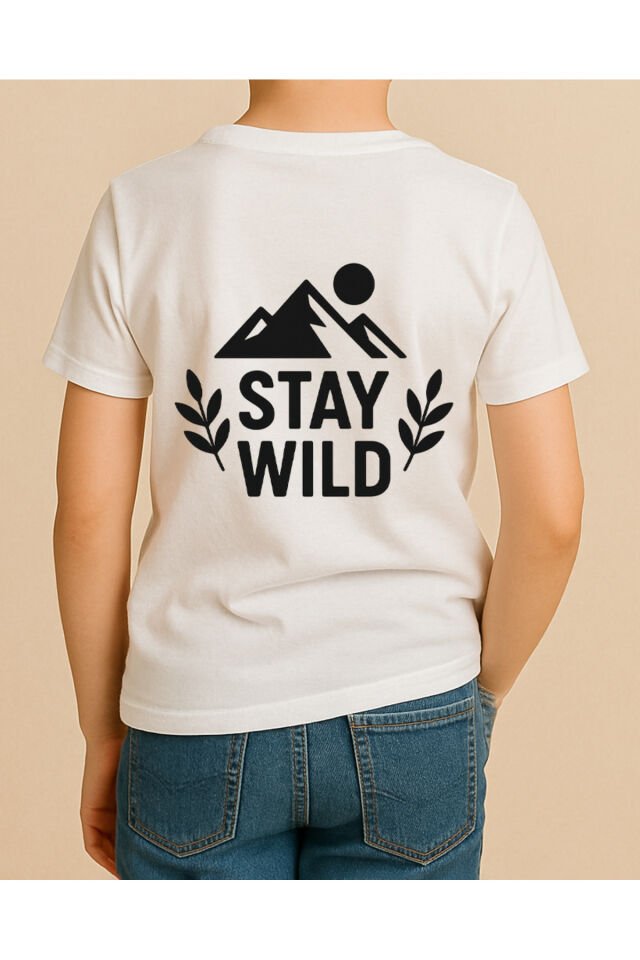 Tişört Unisex Çocuk (Stay Wıld 2) Erkek Beyaz - 4-5 Yaş