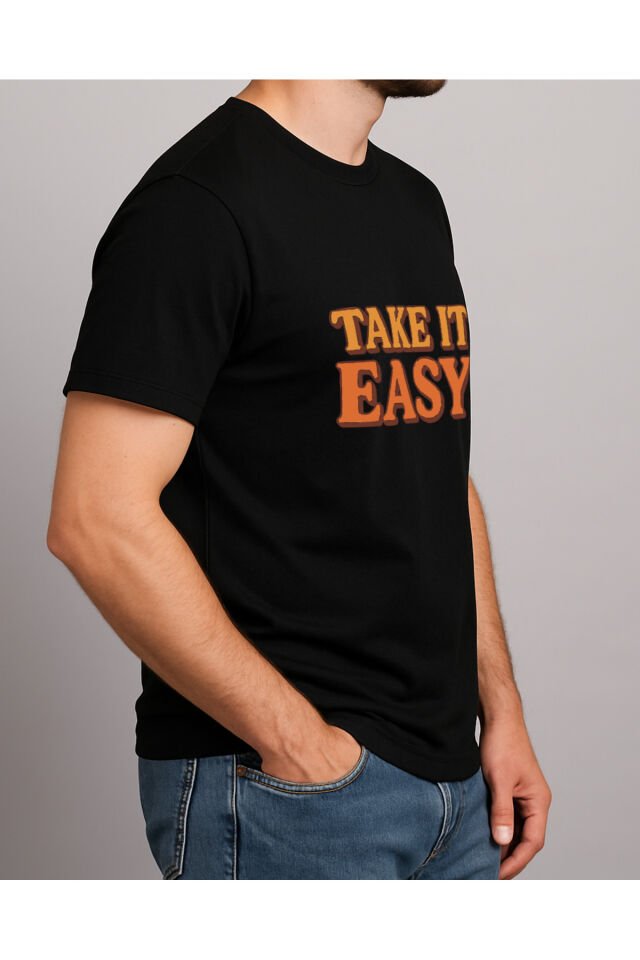 Tişört Unisex (Take It Easy) Erkek Si̇yah - XL